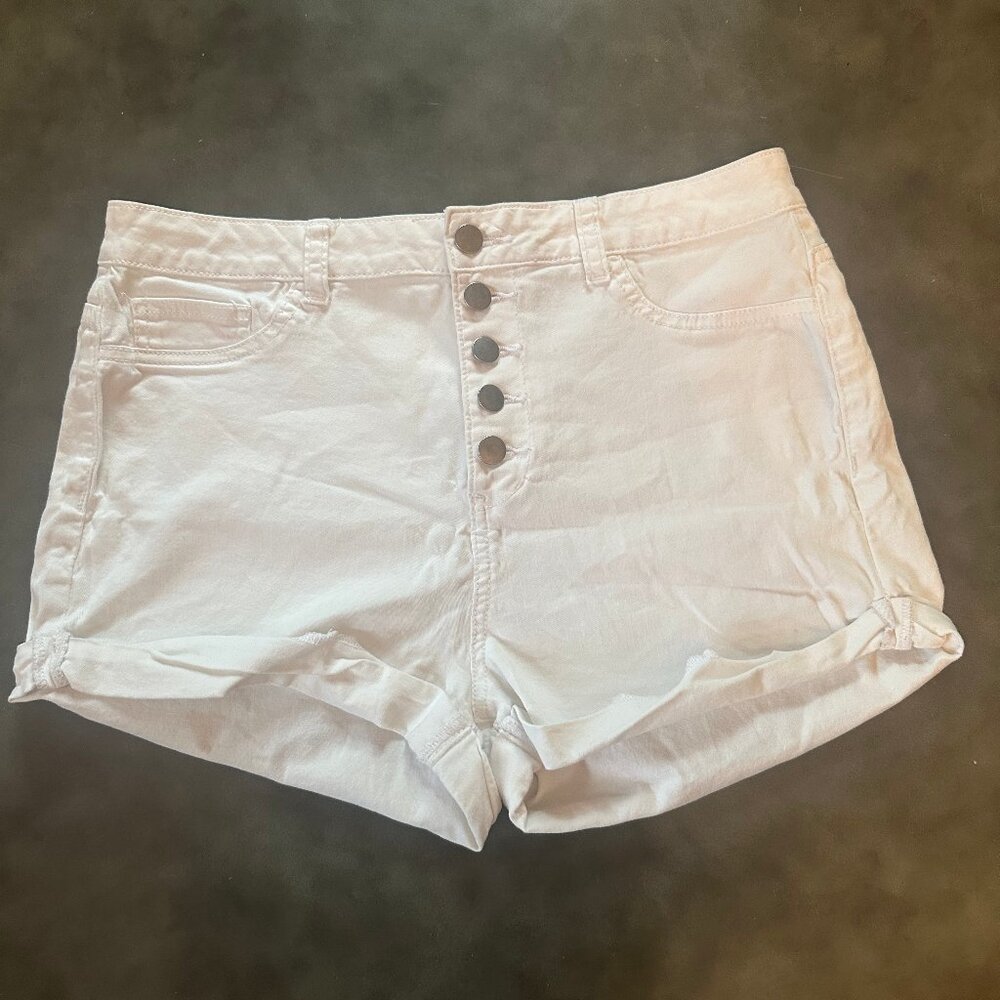 Forever21 White Button Up High Waisted Shorts